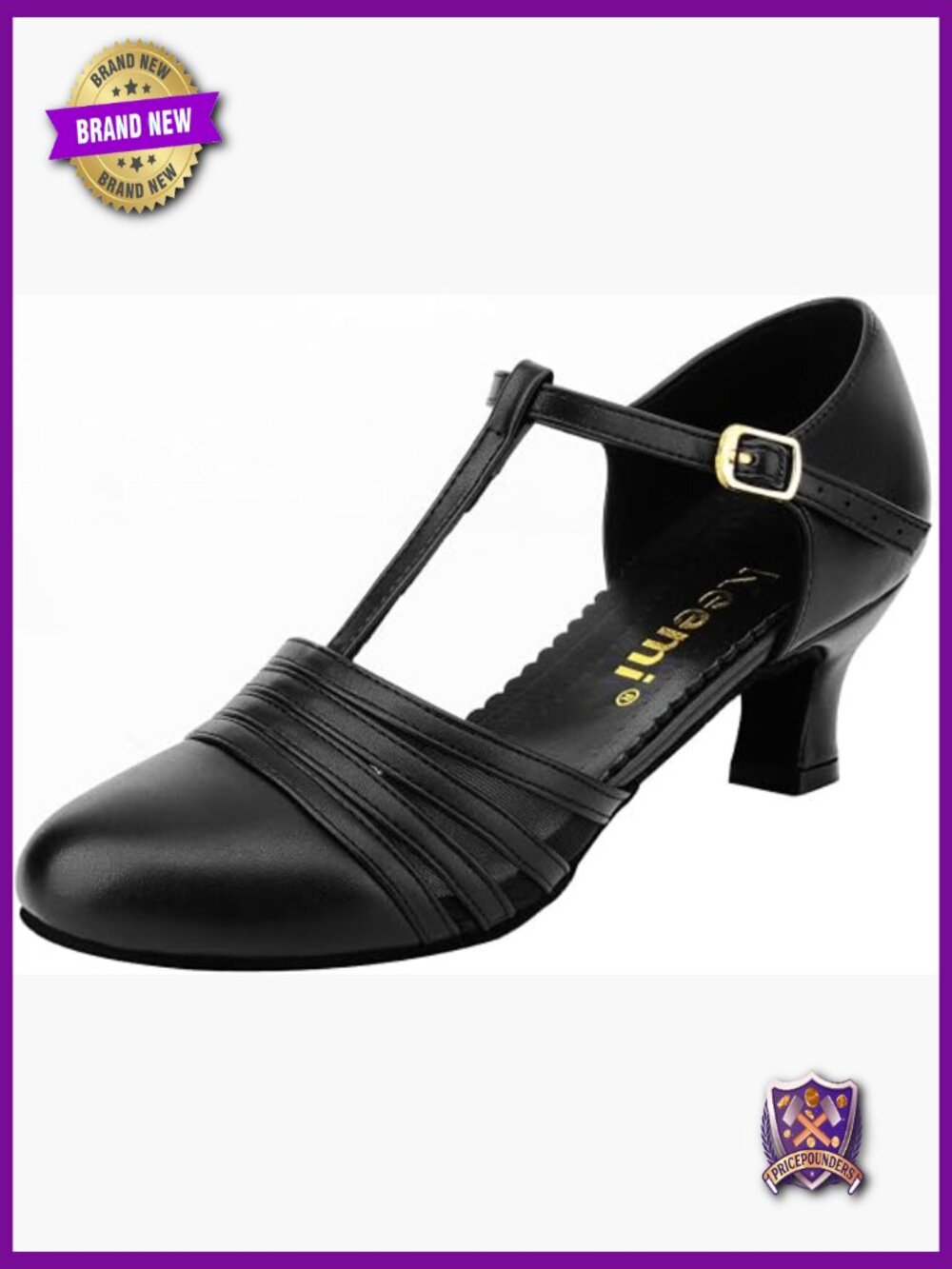 T-Strap Ballroom Dance Shoes Non-Slip Leather Latin Tango Flamenco Heels